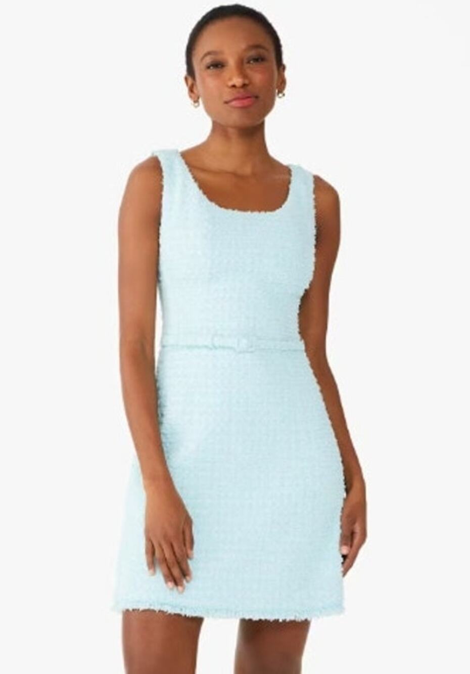 Kate Spade Perfect Pool Blue Belted Sleeveless Tweed Mini Dress Size 4